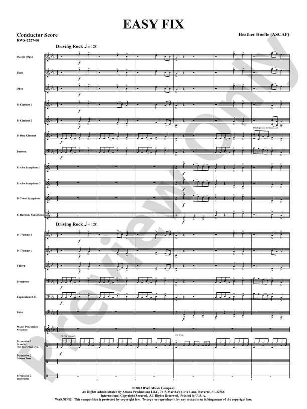 Easy Fix - Concert Band Conductor Score & Parts(Digital Download)