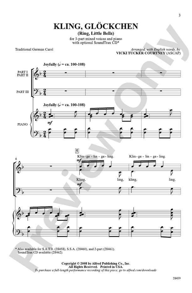 Kling, Glockchen (Ring, Little Bells) – 3-Part Mixed Choral Octavo (Digital Download)