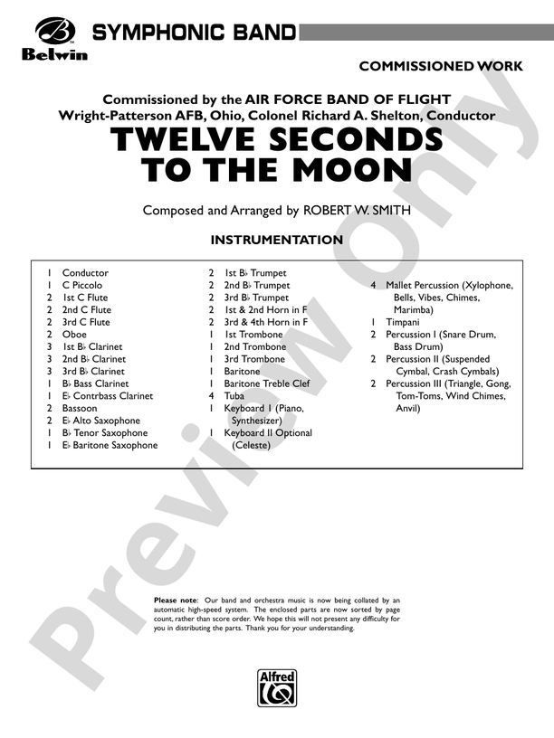 Twelve Seconds to the Moon - Concert Band Conductor Score & Parts (Digital Download)