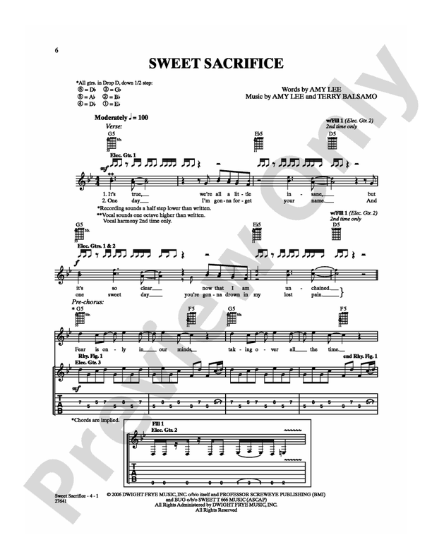Sweet Sacrifice - Guitar TAB (Digital Download)