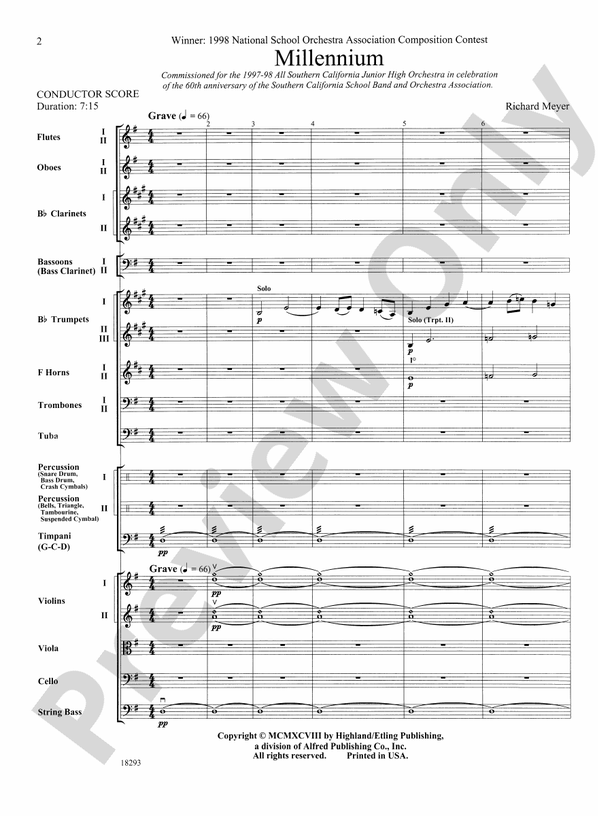 Millennium – Full Orchestra Conductor Score & Parts (Digital Download)