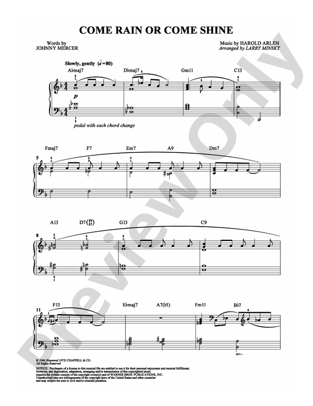 Come Rain or Come Shine - Piano (Digital Download)