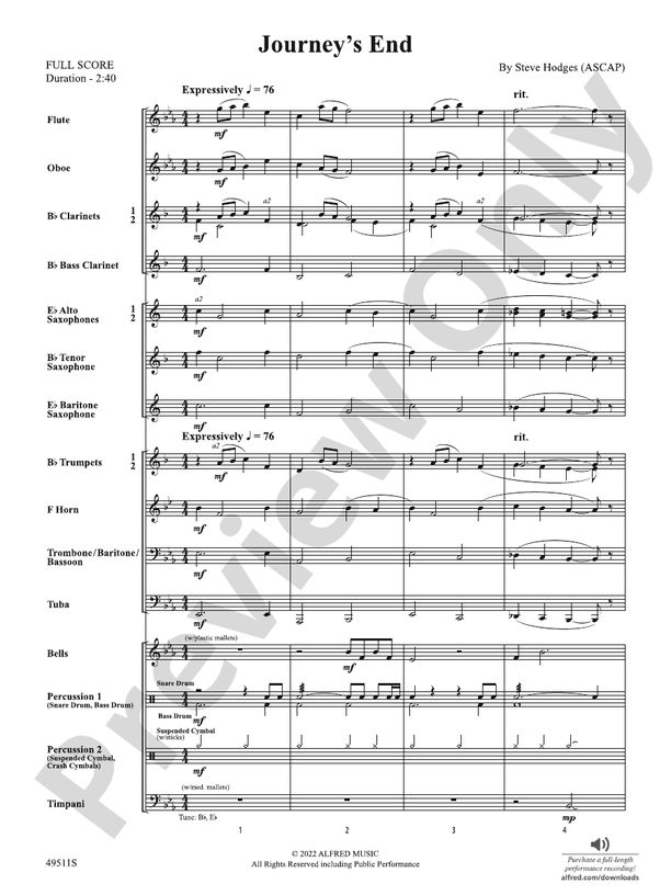 Journey's End - Concert Band Conductor Score & Parts (Digital Download)