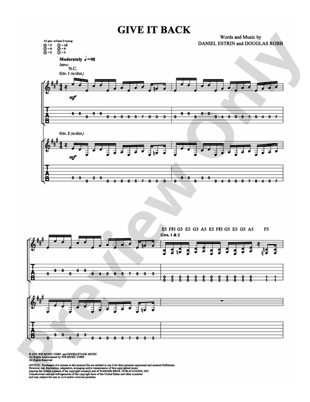 Give It Back - Guitar TAB (Digital Download)