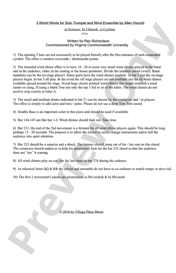 Three World Winds - Concert Band Conductor Score & Parts (Digital Download)