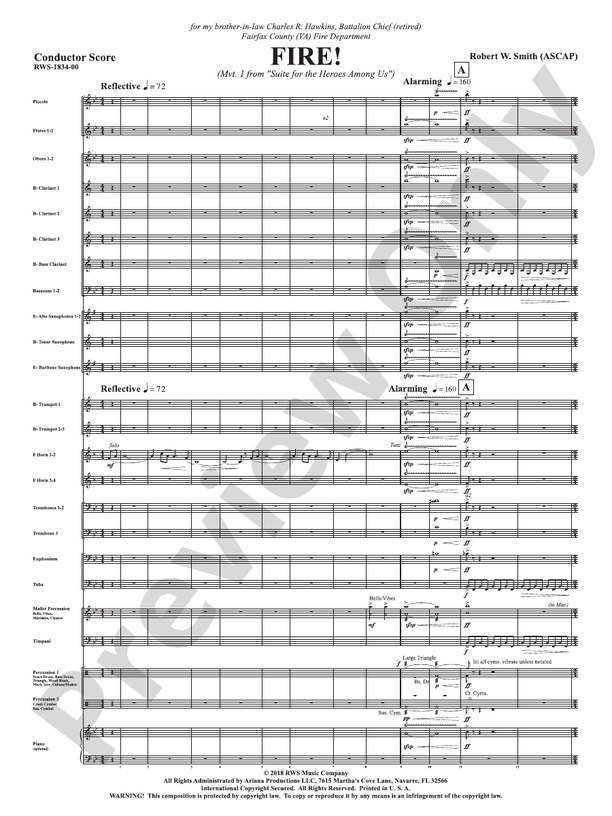 Fire! - Mvt. 1 from <i>Suite for the Heroes Among Us</i> - Concert Band Conductor Score & Parts (Digital Download)
