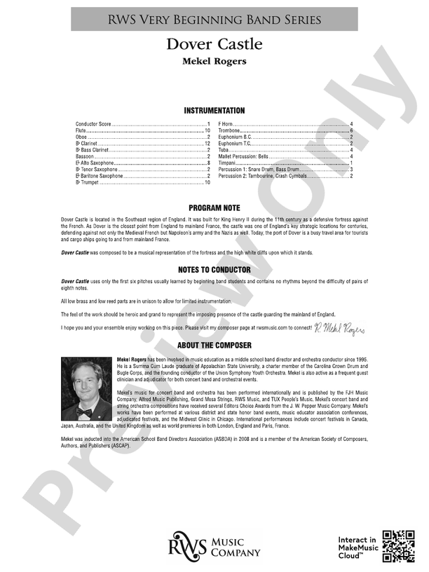 Dover Castle - Concert Band Conductor Score & Parts(Digital Download)