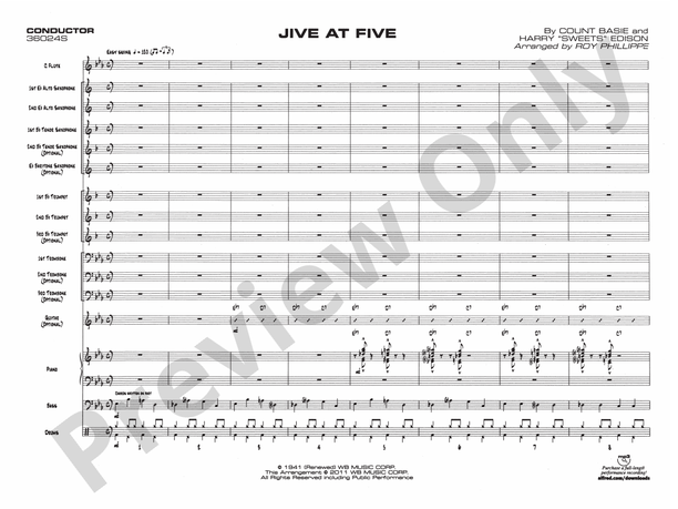 Jive at Five - Jazz Ensemble Conductor Score & Parts(Digital Download)