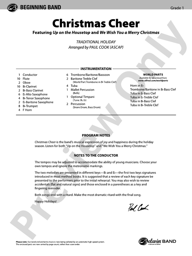 Christmas Cheer - Concert Band Conductor Score & Parts (Digital Download)