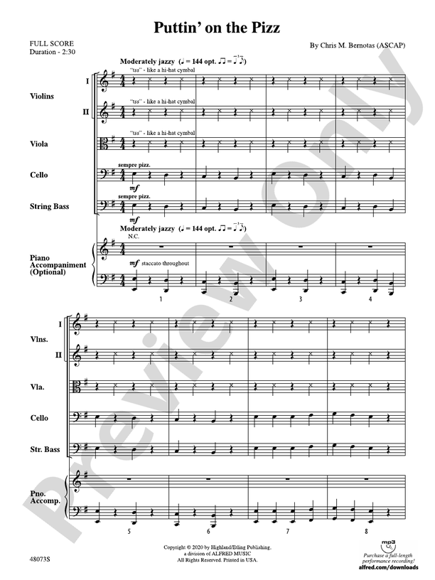Puttin' on the Pizz - String Orchestra Conductor Score & Parts (Digital Download)