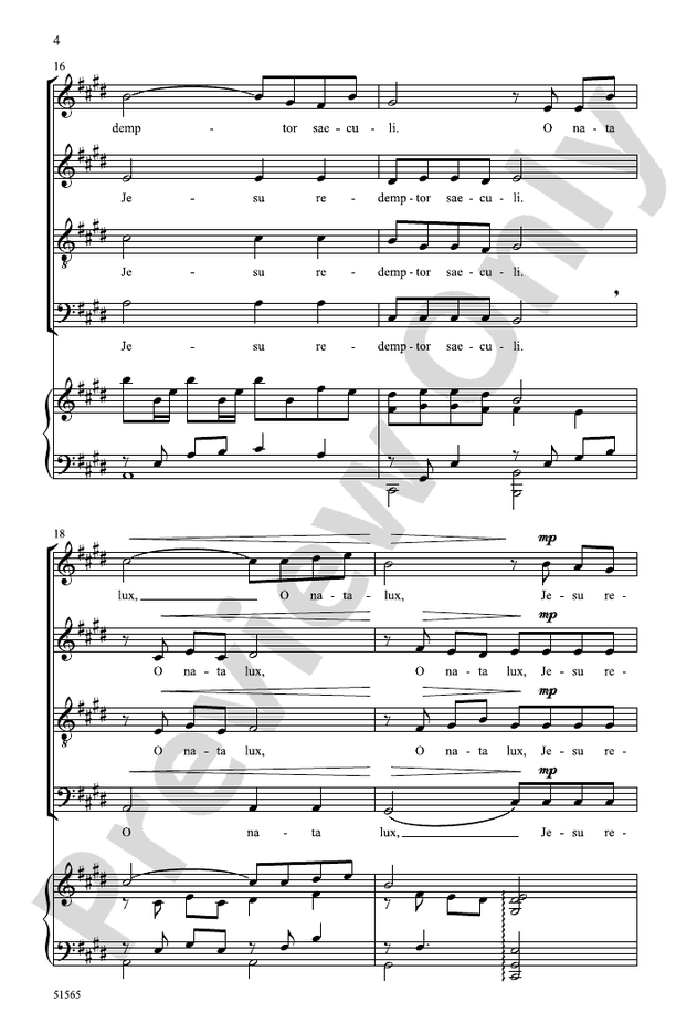 O Nata Lux - SATB Choral Octavo (Digital Download)