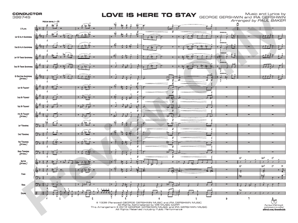 Love Is Here to Stay (Grade 3.5) - Jazz Ensemble Conductor Score & Parts(Digital Download)