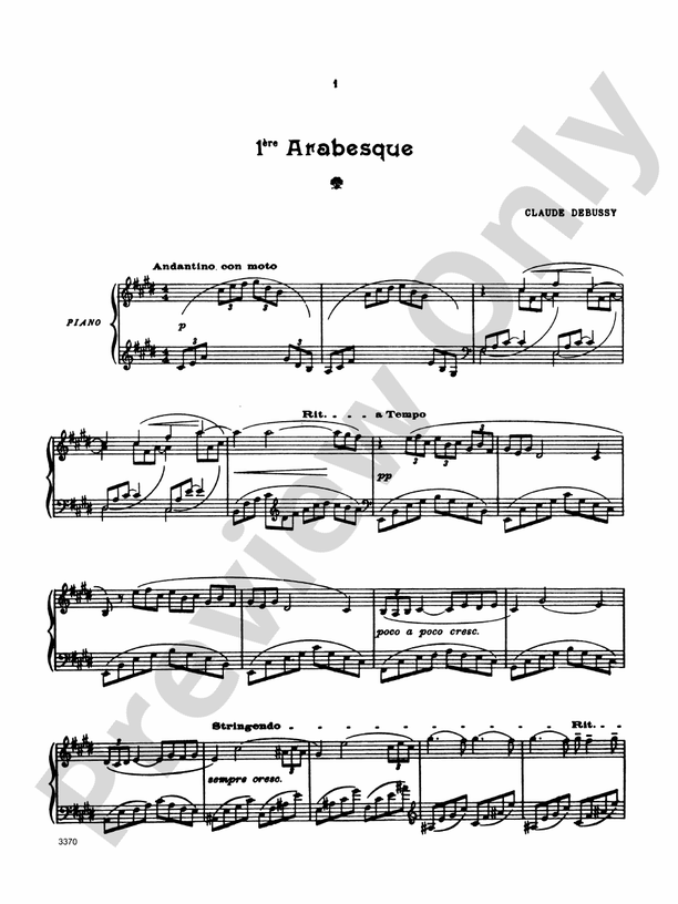 Debussy - Deux Arabesques - Piano Solo (Digital Download)