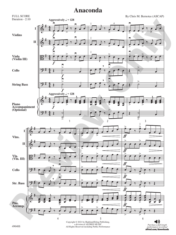 Anaconda - String Orchestra Conductor Score & Parts (Digital Download)