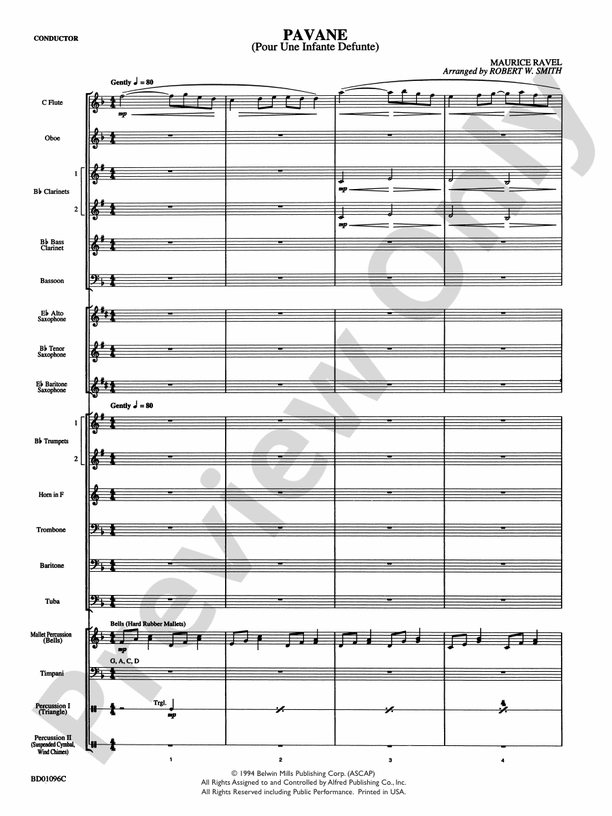Pavane (Pour Une Infante Defunte) - Concert Band Conductor Score & Parts (Digital Download)