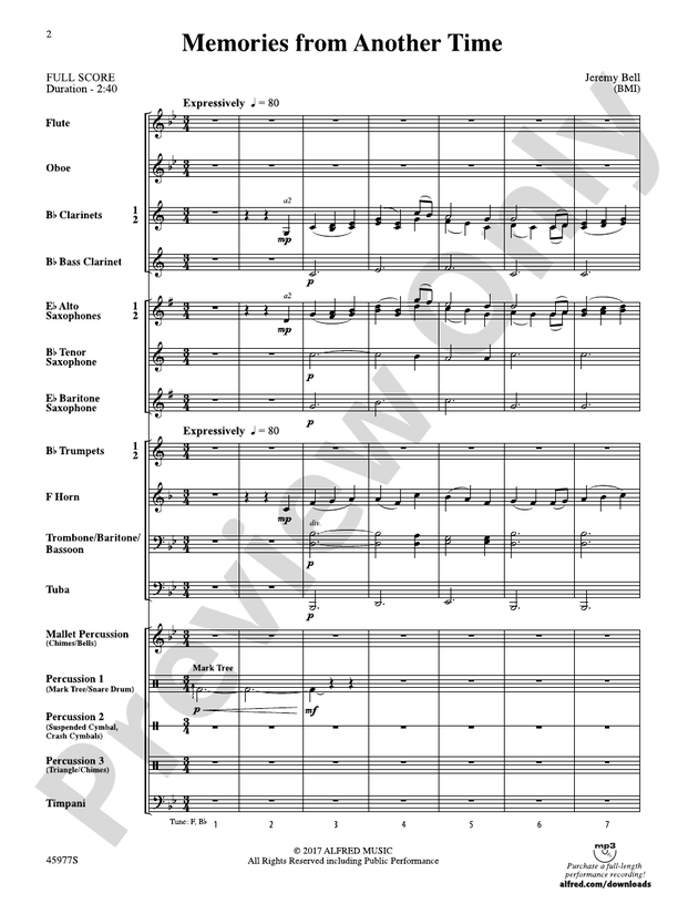 Memories from Another Time - Concert Band Conductor Score & Parts (Digital Download)