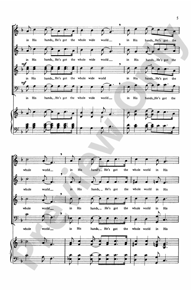 He's Got the Whole World in His Hands – SATB, a cappella Choral Octavo (Digital Download)