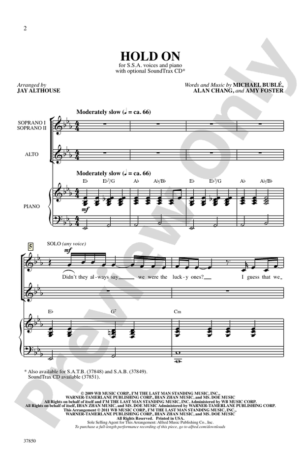 Hold On – SSA Choral Octavo (Digital Download)