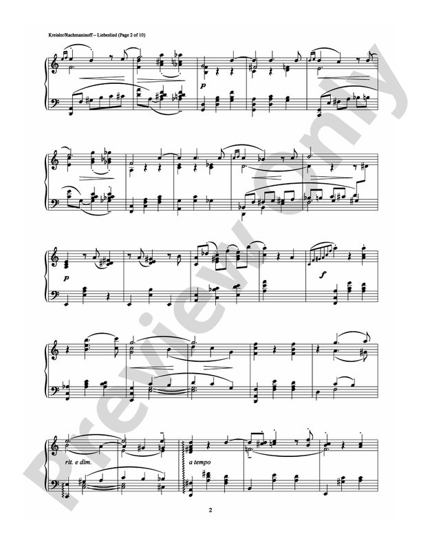 Kreisler - Liebeslied - Piano (Digital Download)