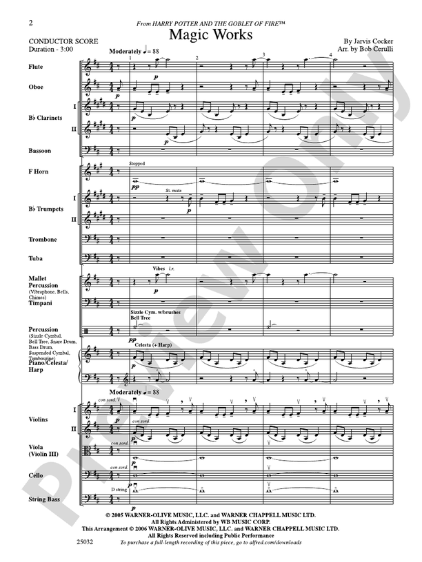 Magic Works (from Harry Potter and the Goblet of Fire™) – Full Orchestra Conductor Score & Parts (Digital Download)