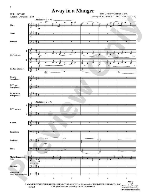 Away in a Manger - Concert Band Conductor Score & Parts (Digital Download)