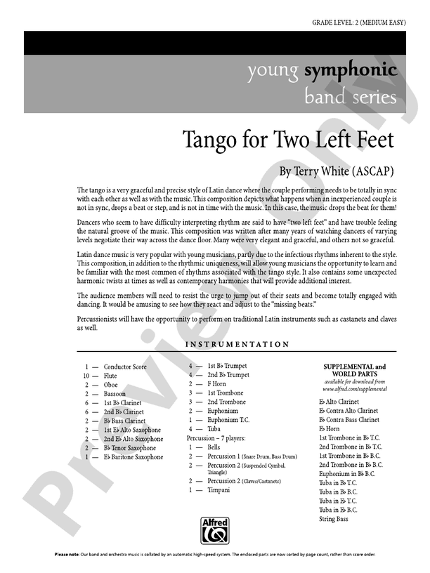 Tango for Two Left Feet - Concert Band Conductor Score & Parts (Digital Download)
