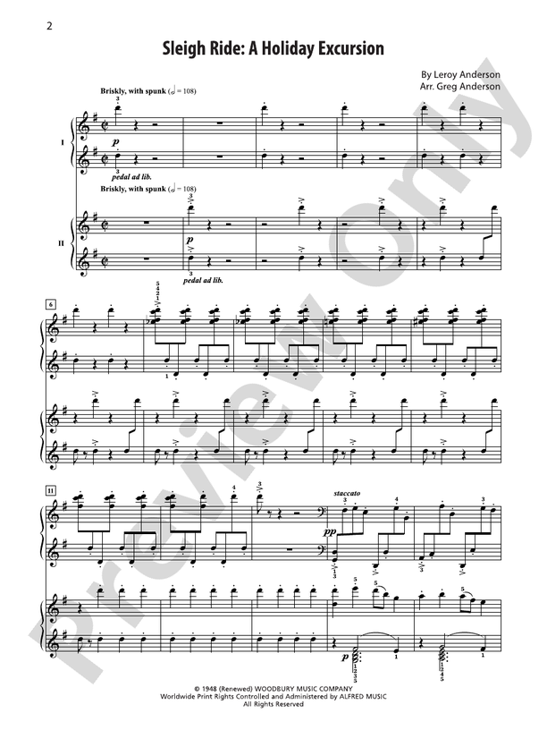 Sleigh Ride: A Holiday Excursion - 2 Pianos, 4 Hands (Digital Download)