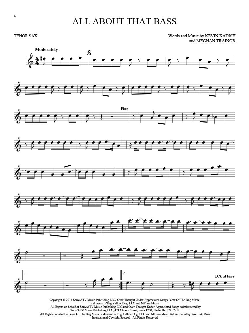 101 Hit Songs - Tenor Saxophone Solo - Hal Leonard 197184
