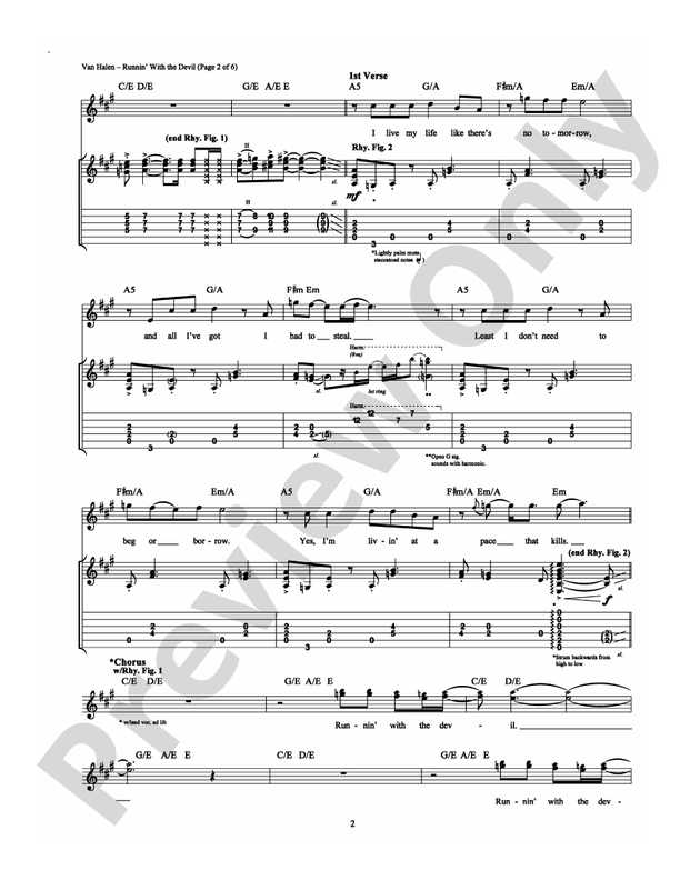 Runnin' with the Devil - Guitar TAB (Digital Download)