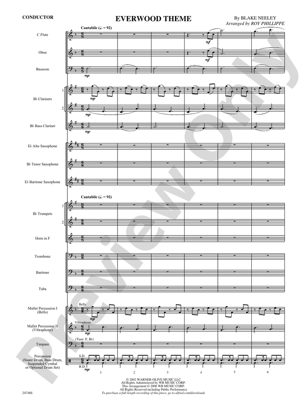 Everwood Theme - Concert Band Conductor Score & Parts (Digital Download)