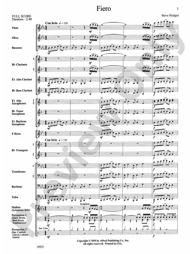 Fiero - Concert Band Conductor Score & Parts (Digital Download)