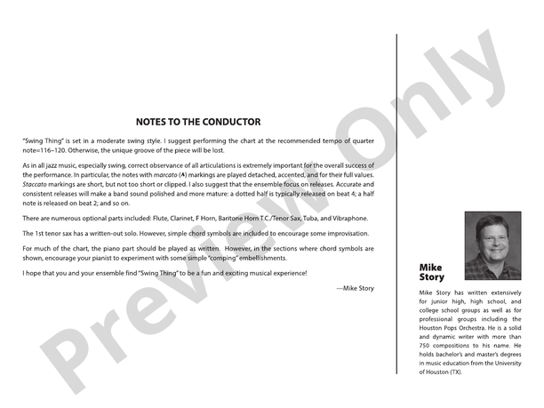 Swing Thing - Jazz Ensemble Conductor Score & Parts (Digital Download)
