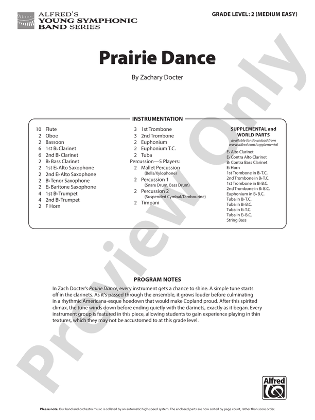 Prairie Dance - Concert Band Conductor Score & Parts (Digital Download)