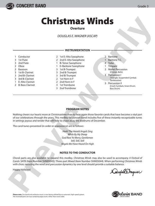 Christmas Winds (Overture) - Concert Band Conductor Score & Parts (Digital Download)