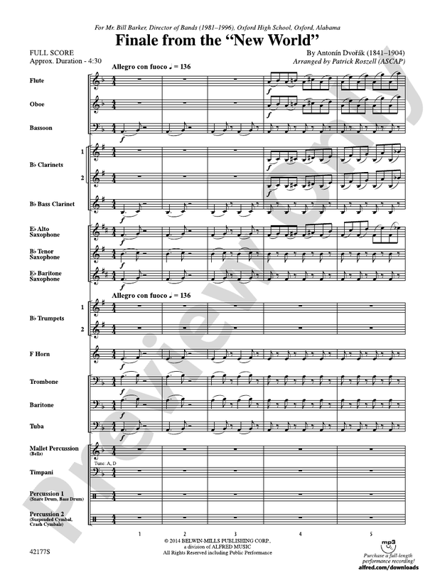 "The New World," Finale from - Concert Band Conductor Score & Parts (Digital Download)
