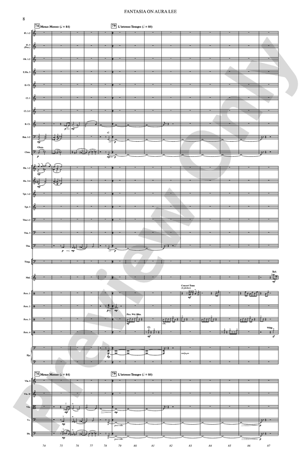 Fantasia on Aura Lee – Full Orchestra Conductor Score & Parts (Digital Download)