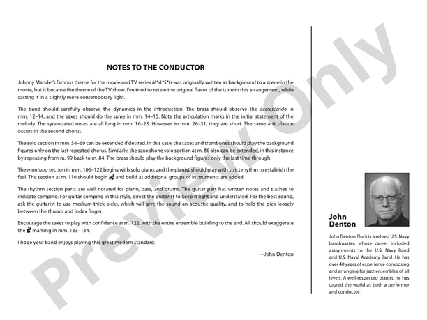 Song from M*A*S*H - Jazz Ensemble Conductor Score & Parts (Digital Download)