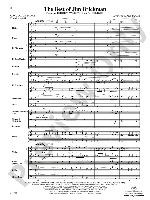 The Best of Jim Brickman - Full Orchestra Conductor Score & Parts (Digital Download)