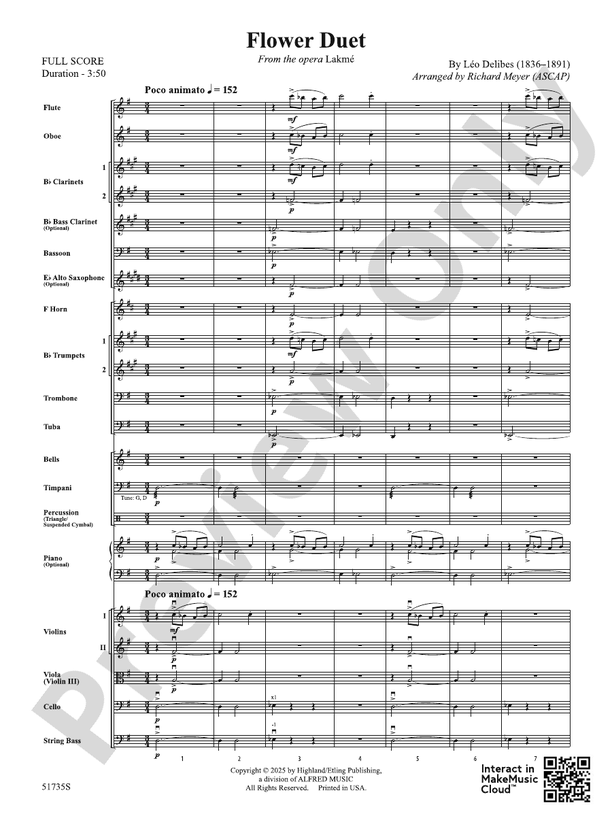 Flower Duet - Full Orchestra Conductor Score & Parts (Digital Download)