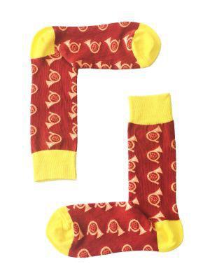 French Horn Socks Brown with Yellow Feet and Tops Sizes 3-8