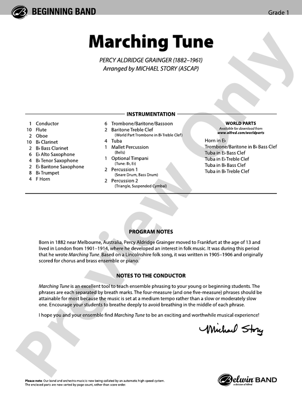 Marching Tune - Concert Band Conductor Score & Parts (Digital Download)