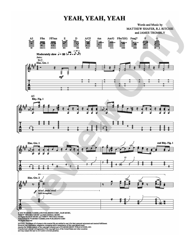 Yeah, Yeah, Yeah - Guitar TAB (Digital Download)