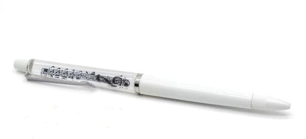 Ballpoint Pen White with Manuscript and Keyboard