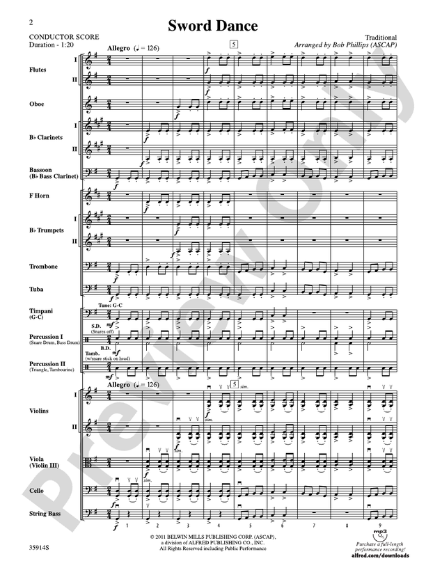 Sword Dance – Full Orchestra Conductor Score & Parts (Digital Download)