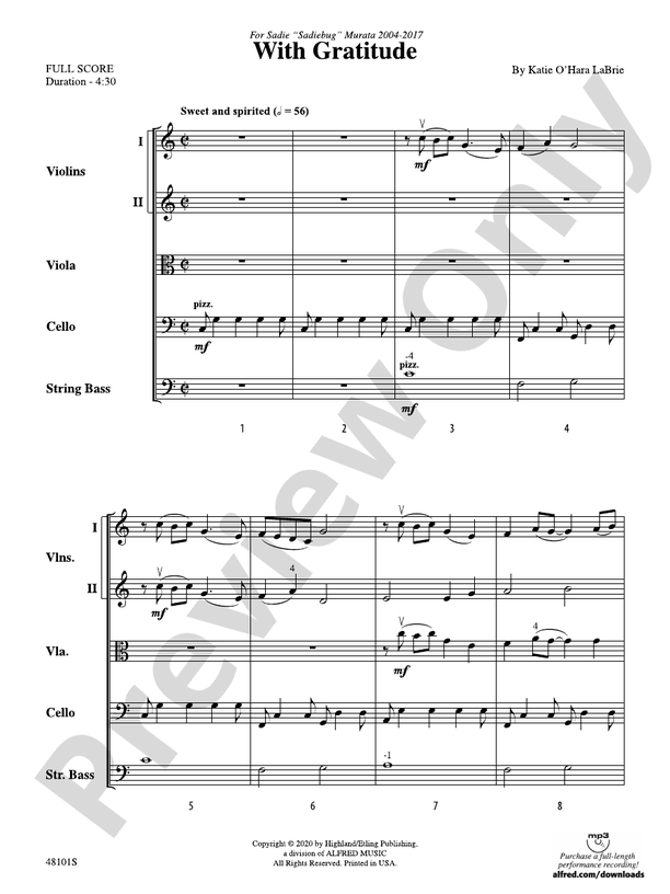 With Gratitude - String Orchestra Conductor Score & Parts (Digital Download)