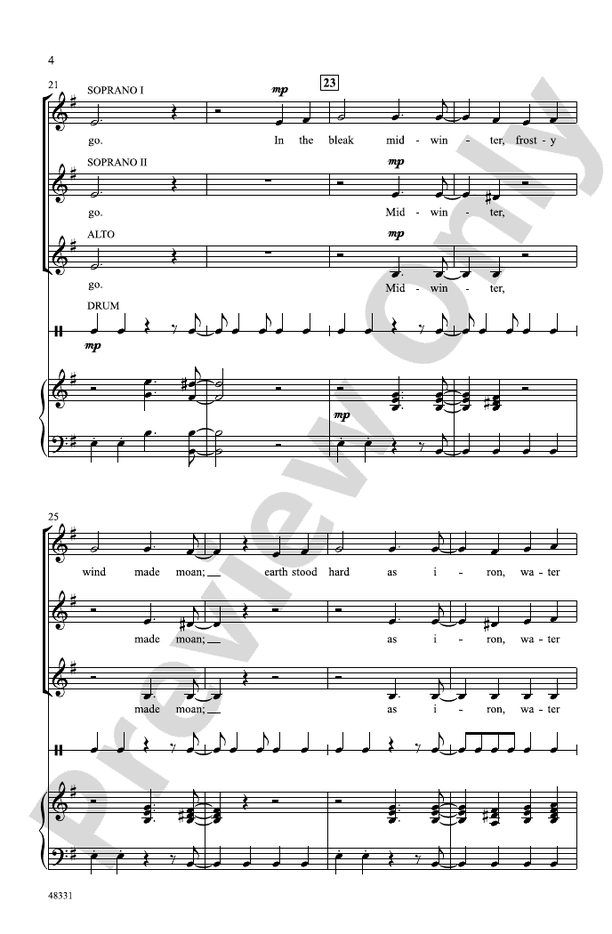 In the Bleak Midwinter - Arr. Ruth Morris Gray – SSA Choral Octavo (Digital Download)