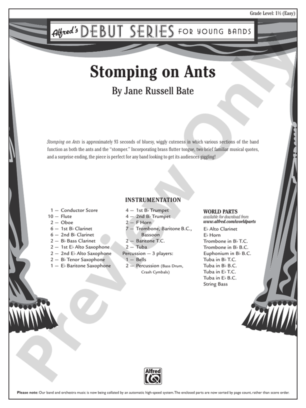 Stomping on Ants - Concert Band Conductor Score & Parts (Digital Download)