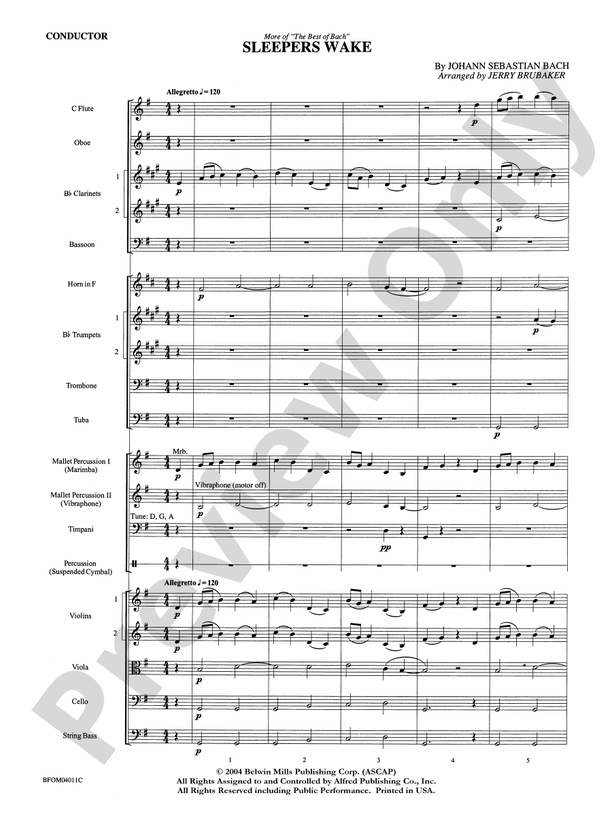 Sleepers Wake (More of the Best of Bach) – Full Orchestra Conductor Score & Parts (Digital Download)