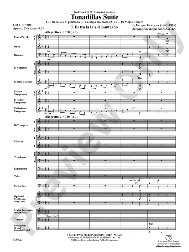 Tonadillas Suite - Concert Band Conductor Score & Parts (Digital Download)