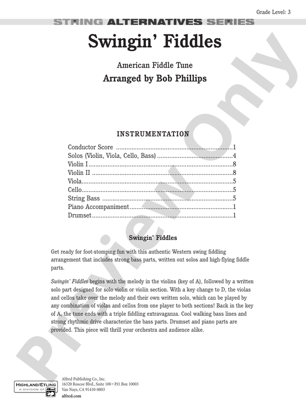 Swingin' Fiddles – String Orchestra Conductor Score & Parts (Digital Download)